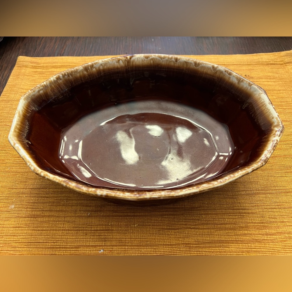 Gorgeous 1960s-70s Vintage McCoy Brown Drip Oven Proof Ceramic Dish 7071 USA